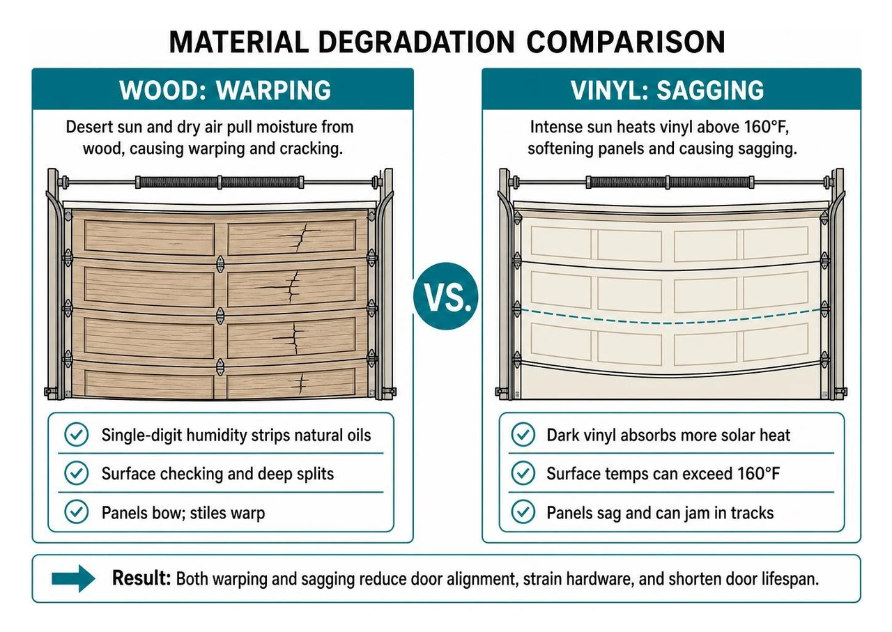Material degradation comparison wood warping vs vinyl sagging